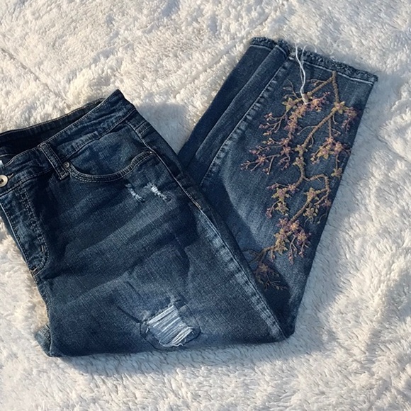 Terra & Sky Denim - Dark Blue Embroidered Women’s Jeans